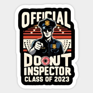 "Official Donut Inspector: Class of 2023" Police Academy Sticker